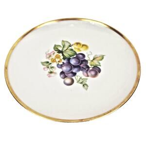 Vintage Hutschenreuther Pasco Porcelain Grape Plate Gold Trim Bavaria Germany 8"